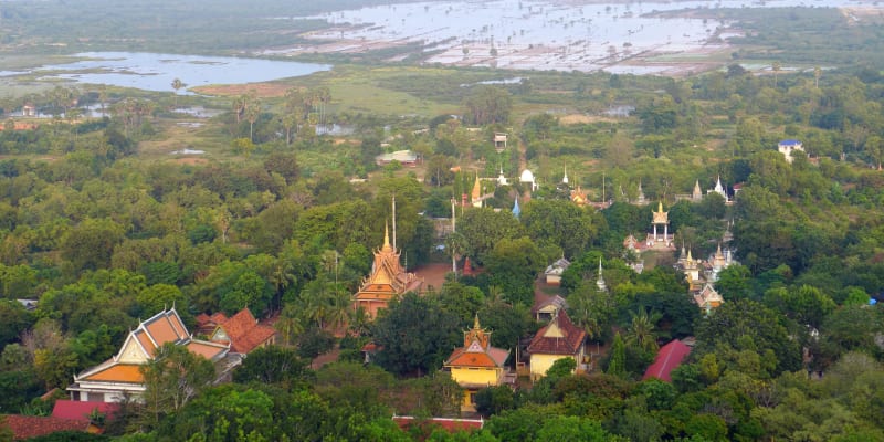 Výhledy při cestě z Phnom Penhu, Kambodža