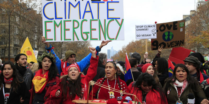 Klimatická konference OSN v Paříži v roce 2015. Demonstrace aktivistů