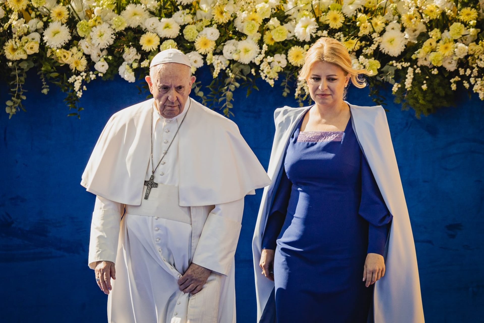 Zuzana Čaputová po boku papeže Františka (2021).