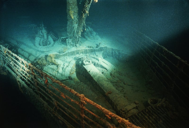 Vrak Titaniku na mořském dně, při jeho ztroskotání zahynulo více než 1 500 lidí.