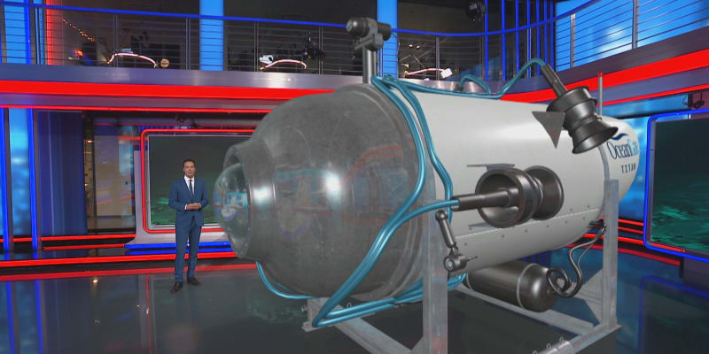 Model ponorky Titan ve studiu CNN Prima NEWS
