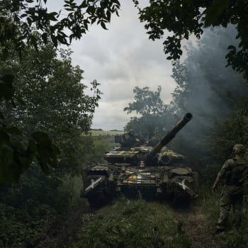 Ukrajinský tank poblíž Bachmutu