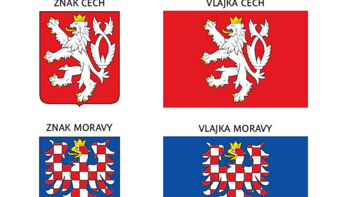 Vlajky Čech a Moravy podle aktuálního poslaneckého návrhu zákona o zemských znacích a vlajkách