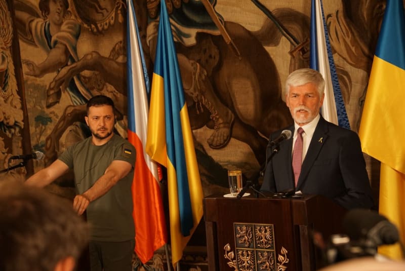 Prezidenti Petr Pavel a Volodymyr Zelenskyj na tiskové konferenci (6. 7. 2023)