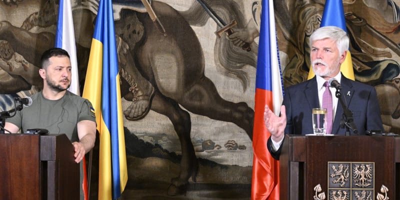 Prezident Petr Pavel jednal s ukrajinskou hlavou státu Volodymyrem Zelenským v Praze. (6. 7. 2023)