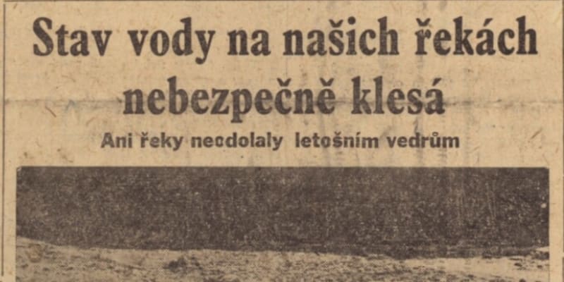 Rudé právo, 26. 9. 1947, z řeky Sázavy se stalo kamenné koryto bez vody. 