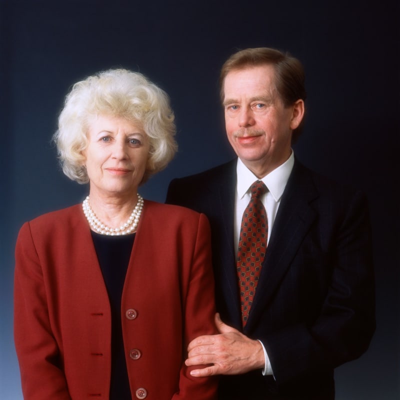 Olga a Václav Havlovi pózují jako český prezidentský pár (1. 1. 1993).