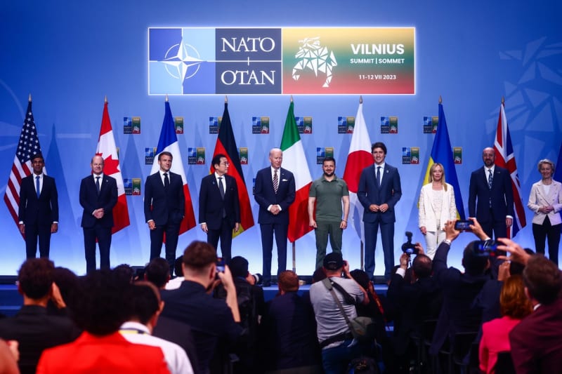 Lídři zemí G7 a představitelé Evropské unie se na summitu NATO ve Vilniusu jasně postavili za Ukrajinu.