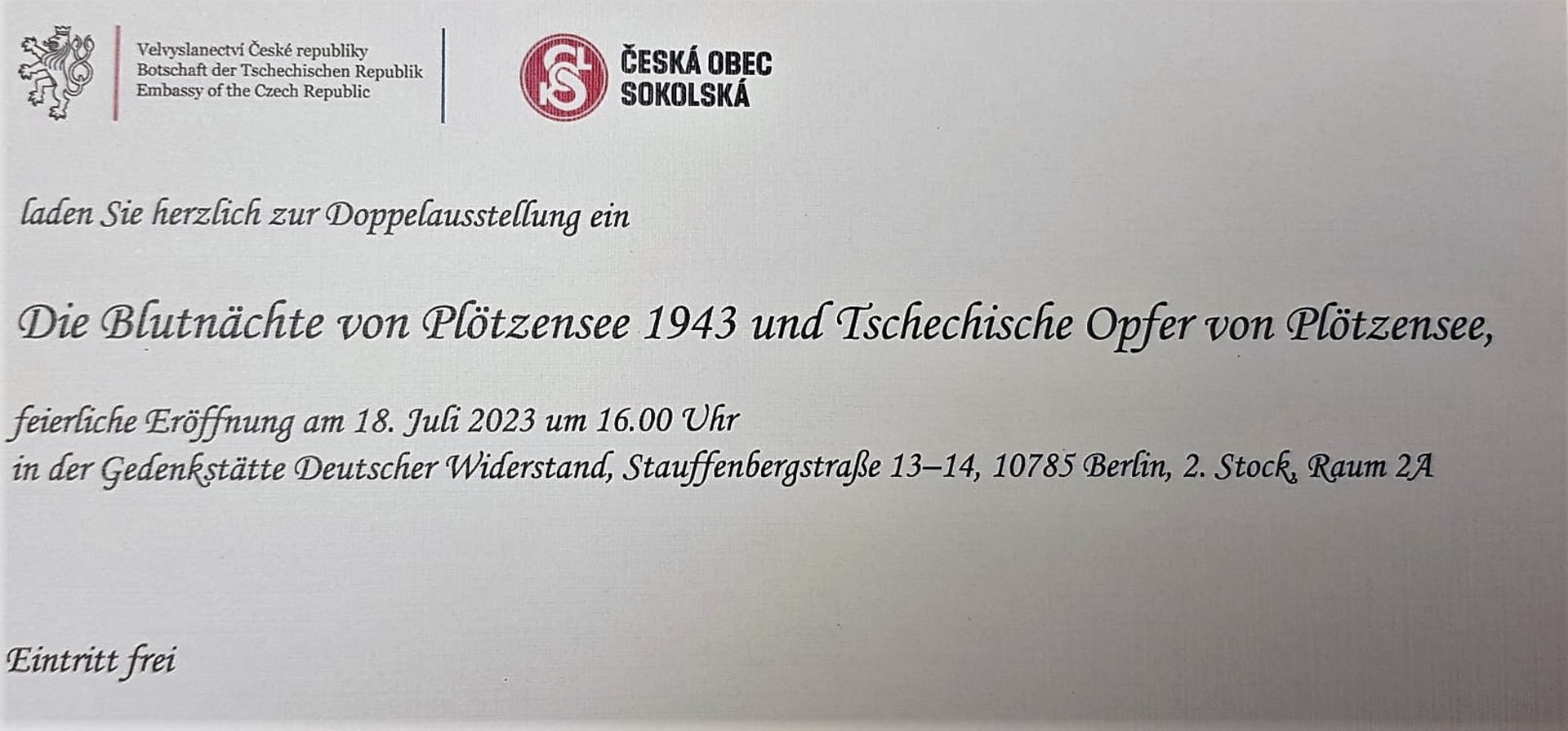 Pozvánka na aktuální výstavu v Památníku německého odboje v Berlíně.