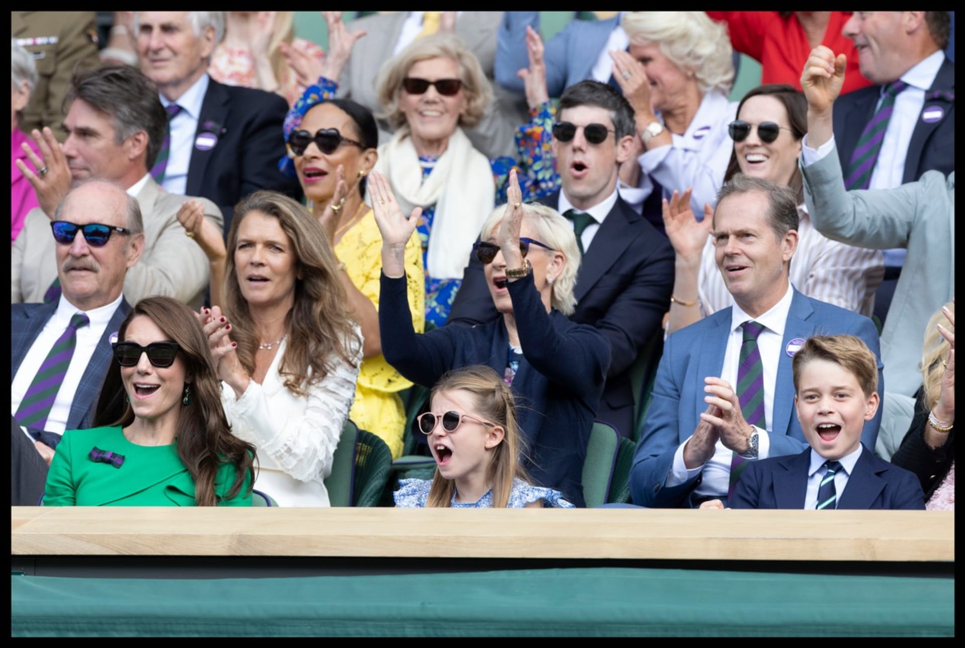 Princ George a princezna Charlotte na Wimbledonu 2023.