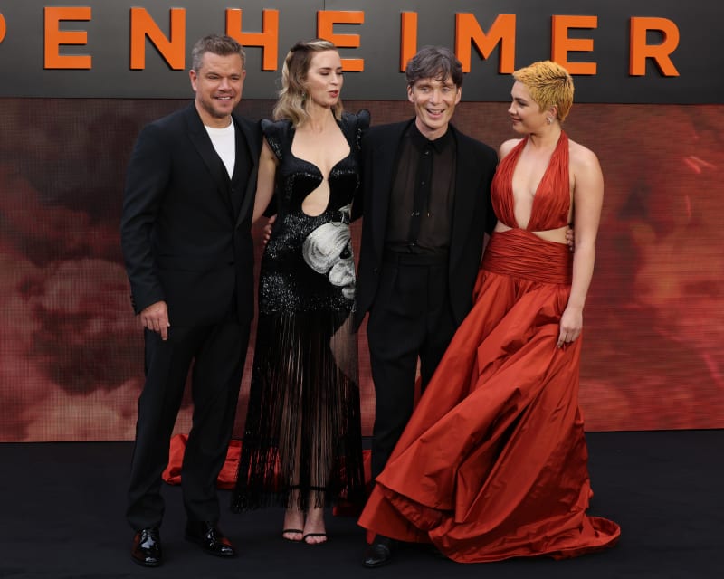 Matt Damon, Emily Blunt, Cillian Murphy a Florence Pugh při premiéře Oppenheimera