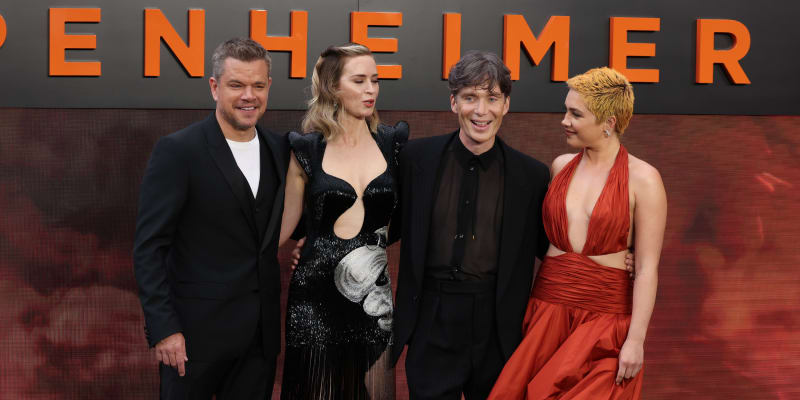 Matt Damon, Emily Blunt, Cillian Murphy a Florence Pugh při premiéře Oppenheimera