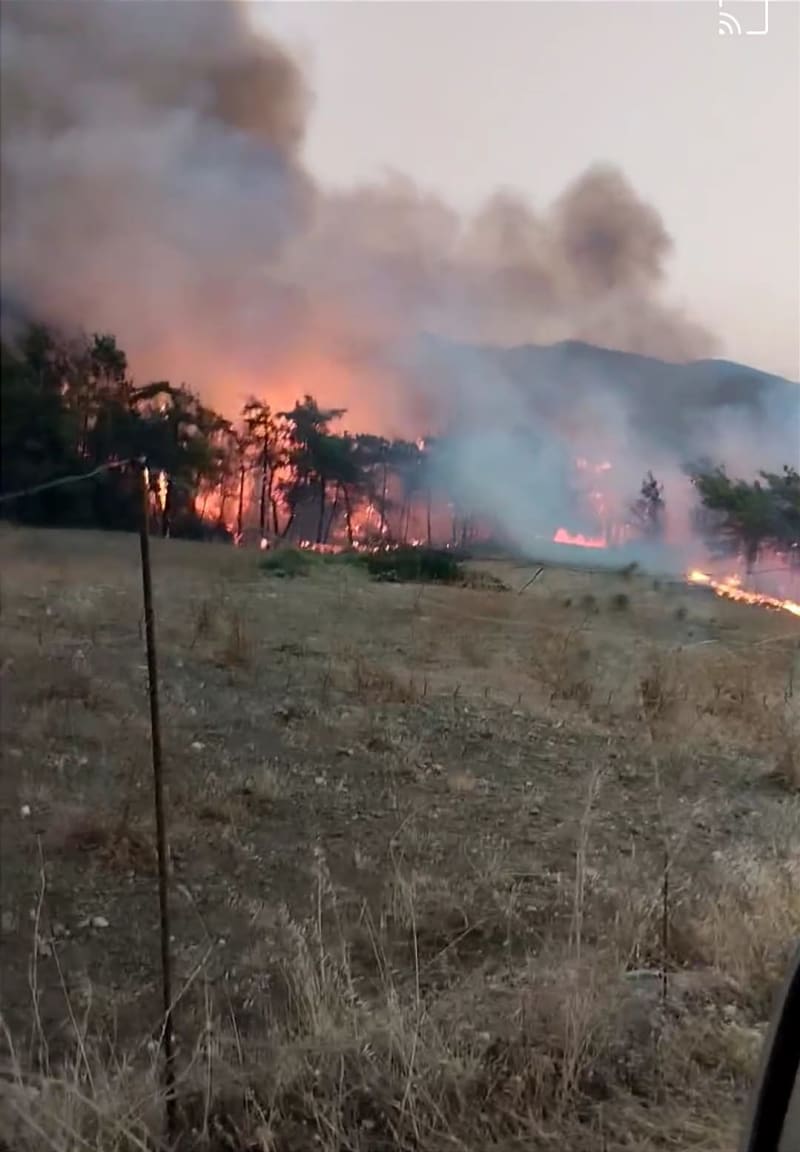 Kvůli rozsáhlému lesnímu požáru na řeckém ostrově Rhodos byli evakuováni turisté i místní.