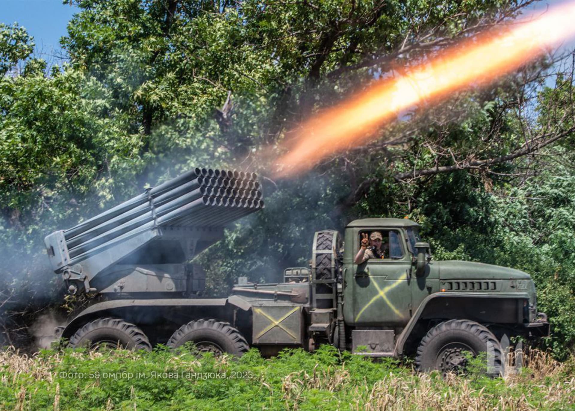 Ukrajinský salvový raketomet v akci