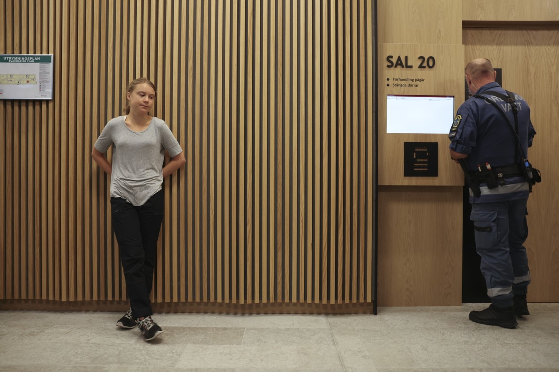 Greta Thunbergová u soudu v Malmö