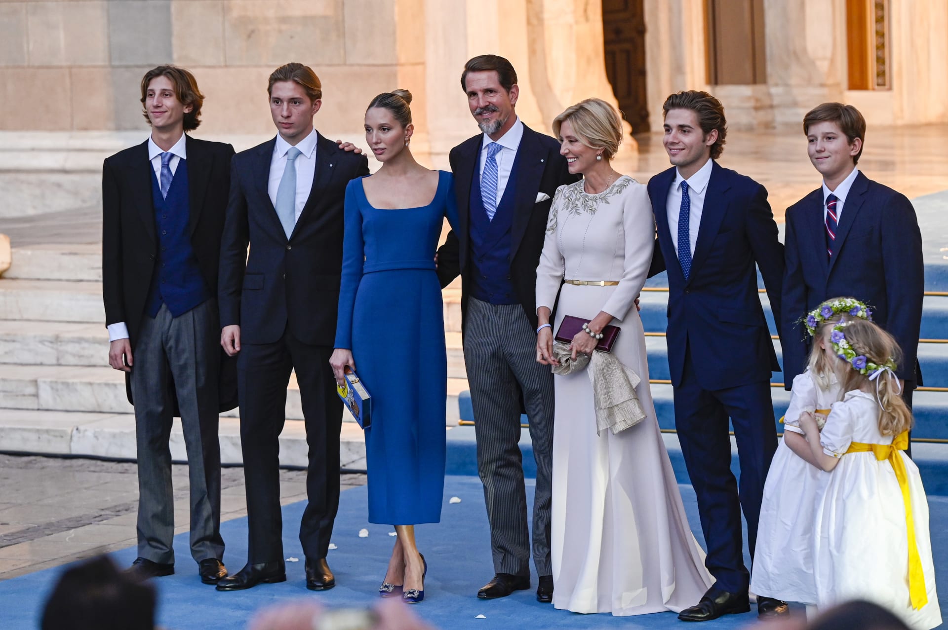 Olympie s bratry a rodiči na svatbě prince Philippose