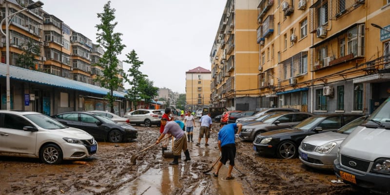 Voda v Pekingu zaplavila domy i stovky silnic. 