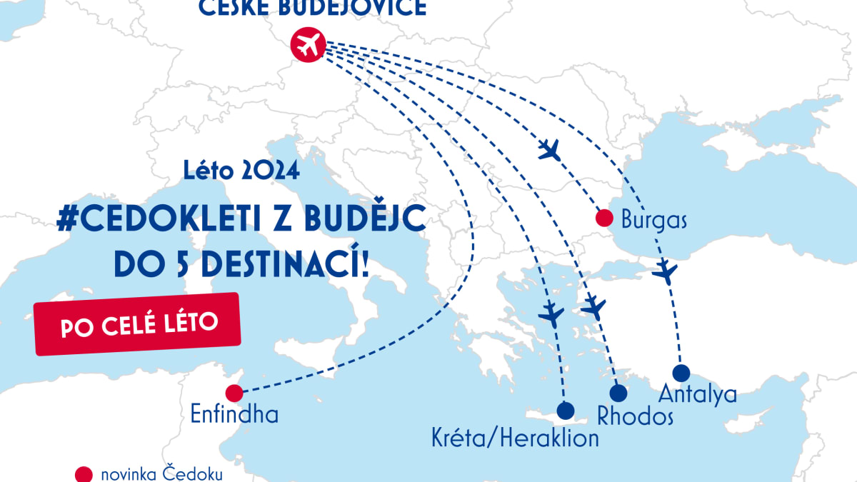 Příští léto bude Čedok z jihu Čechu létat už do pěti destinací, nově do Tuniska a Bulharska