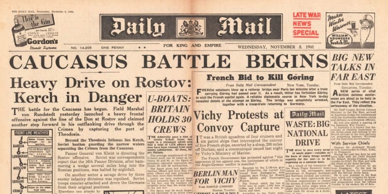 Dobový britský tisk reportoval z východní fronty