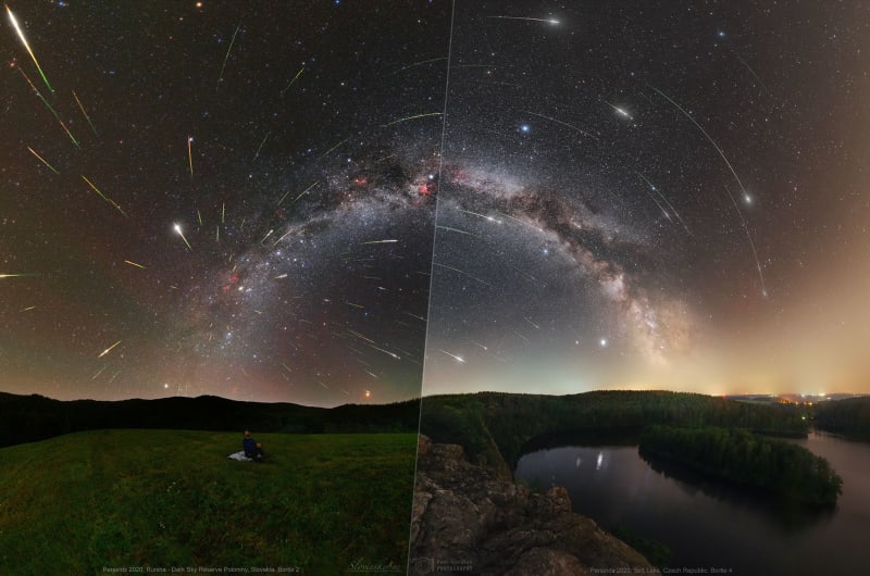 Čím dále od měst a zdrojů světelného znečištění pozorovatel bude, tím více meteorů spatří. Na obrázku je porovnání Parku tmavé oblohy Poloniny (vlevo) a Sečské přehrady (vpravo). Poloniny leží stovky kilometrů od velkých měst, kdežto Seč pouze desítky