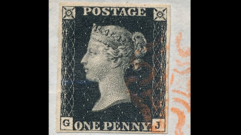 Historicky první poštovní známka Penny Black vydána Spojeným královstvím v roce 1840