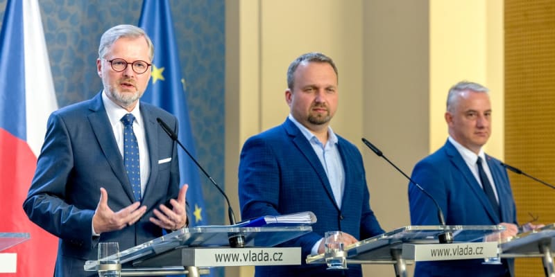 Premiér Petr Fiala (ODS) po jednání tripartity