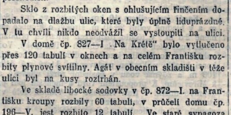 Zpráva o velkém krupobití v Praze, Národní listy, 13. září 1905