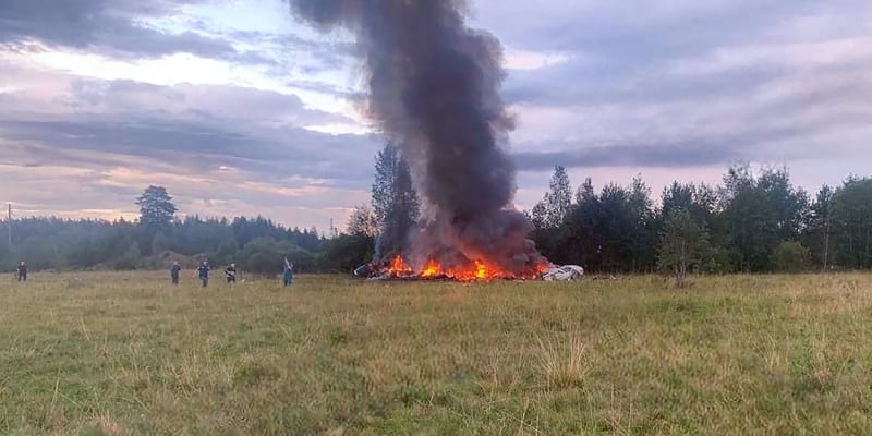 Havárie letadla v Tverské oblasti, na jehož palubě měl být Jevgenij Prigožin.