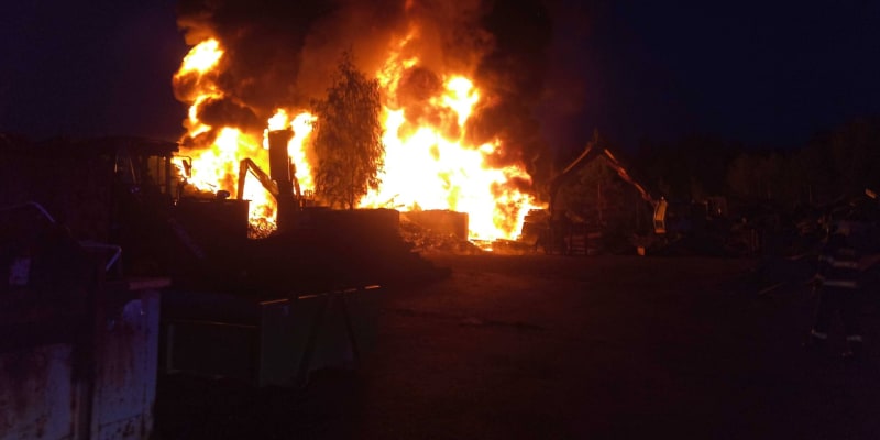 Požár v areálu elektrárny Tisová u Citic na Sokolovsku