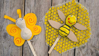 Motýl a včelka: Vytvořte si s dětmi zápichy do květináče z plat od vajec