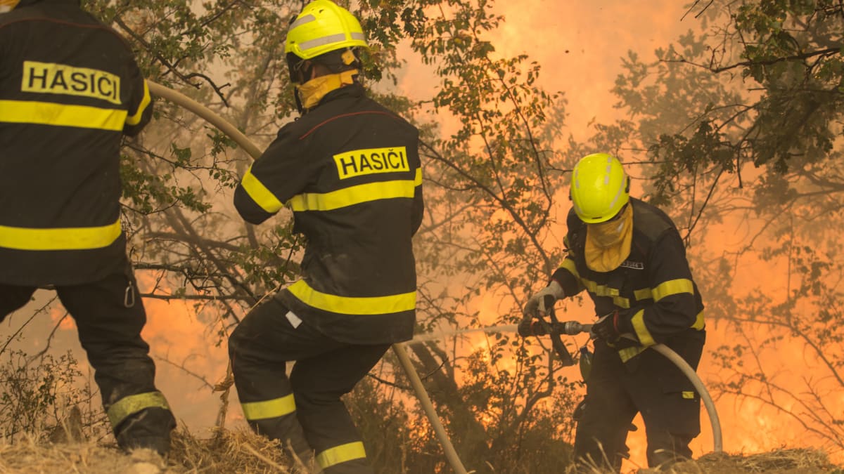 Češti hasiči bránili vesnici v Řecku (30. 8. 2023).