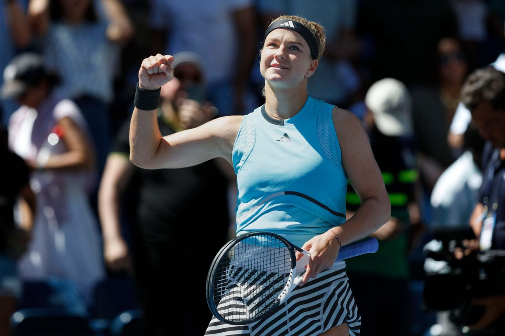 Karolína Muchová slaví postup do čtvrtfinále US Open.