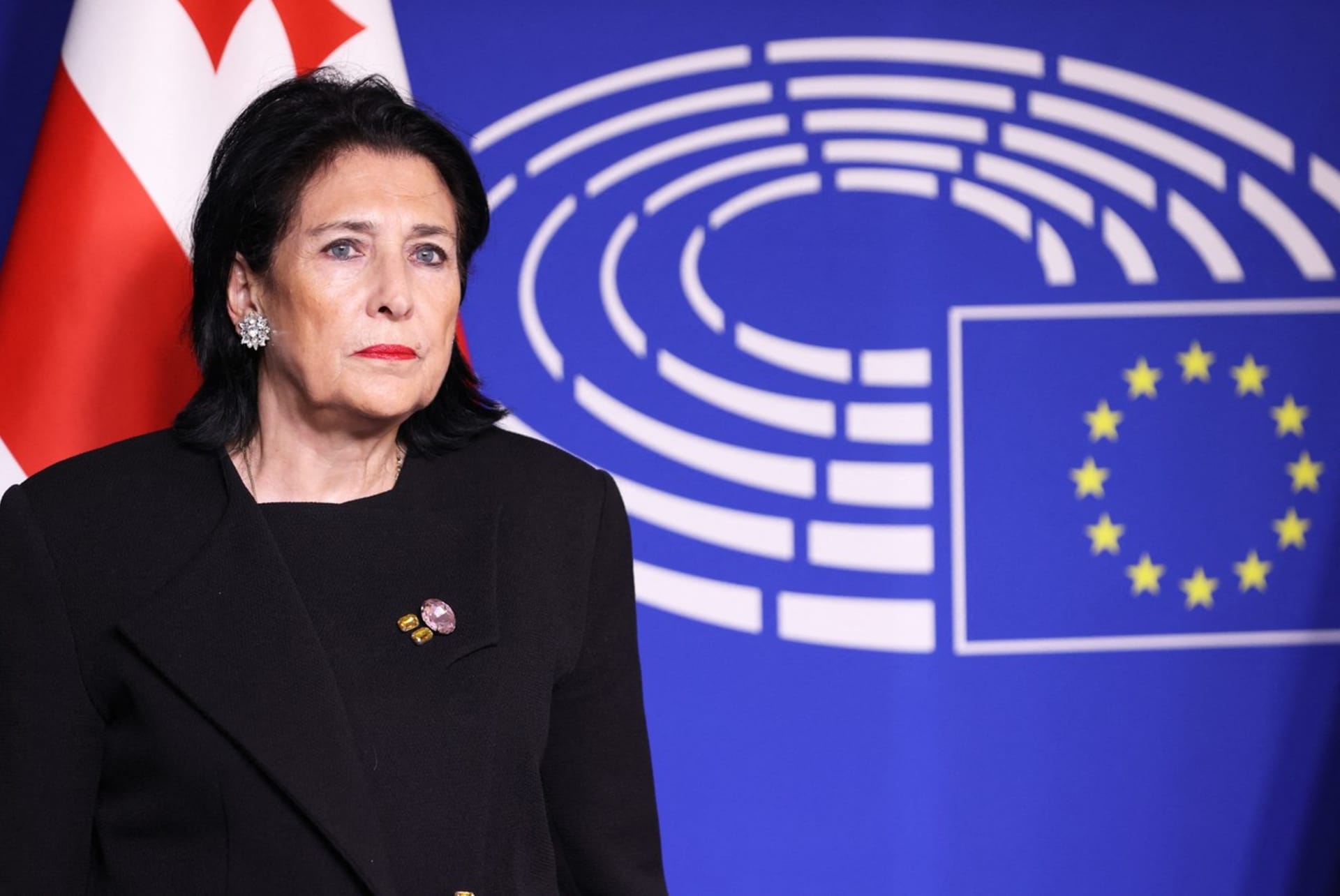 Gruzínská prezidentka Salome Zurabišviliová v Evropském parlamentu