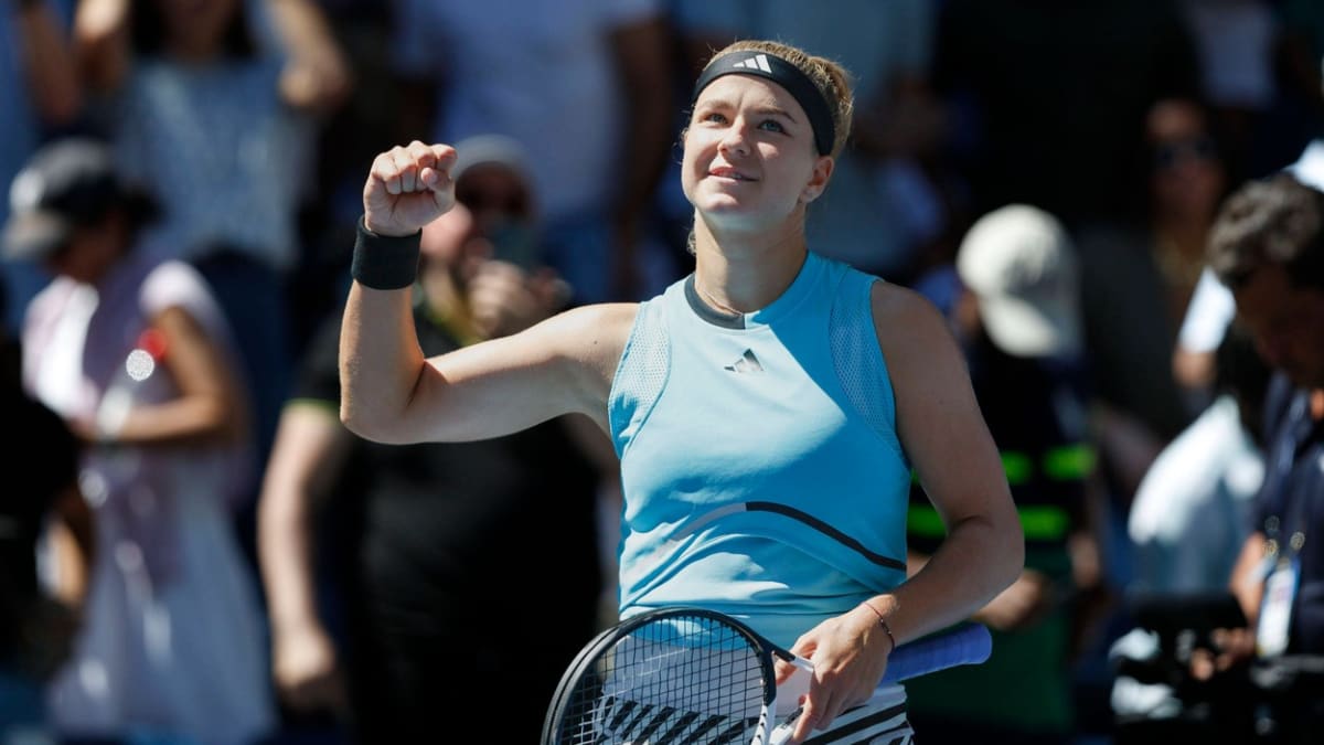 Karolína Muchová slaví postup do čtvrtfinále US Open.