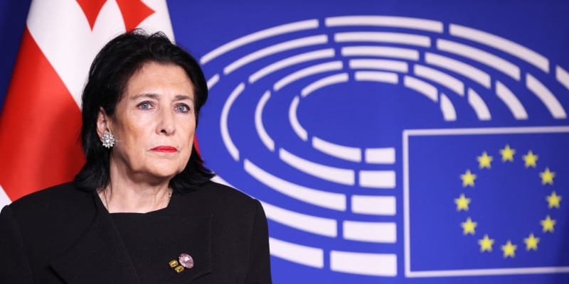 Gruzínská prezidentka Salome Zurabišviliová v Evropském parlamentu