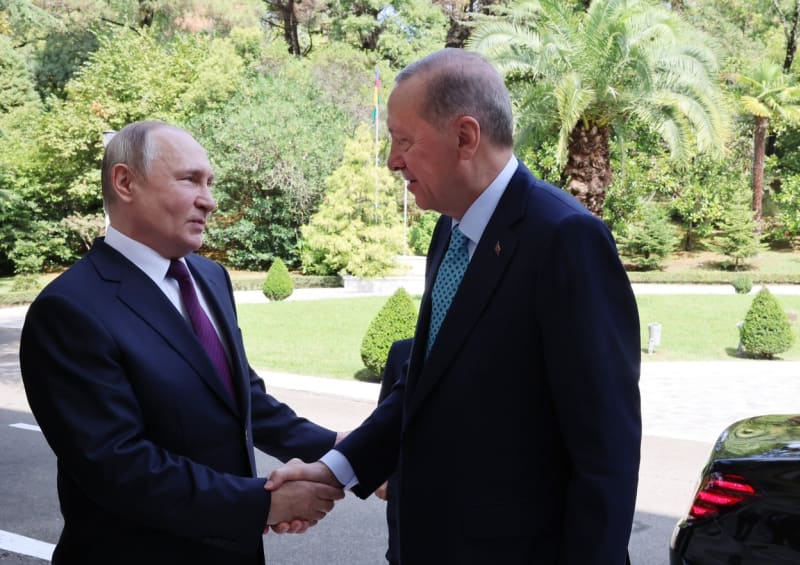 Vladimir Putin a Recep Tayyip Erdogan během jednání v Soči