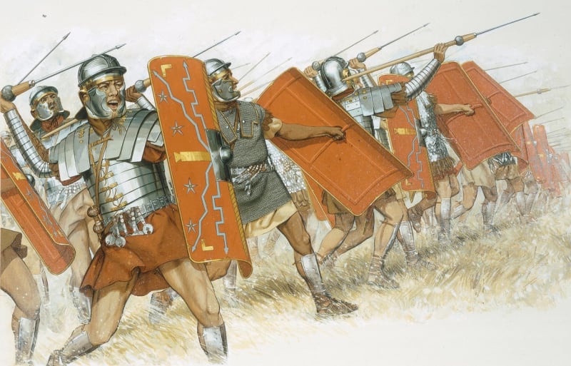 Římské vrhací oštěpy pilum v akci