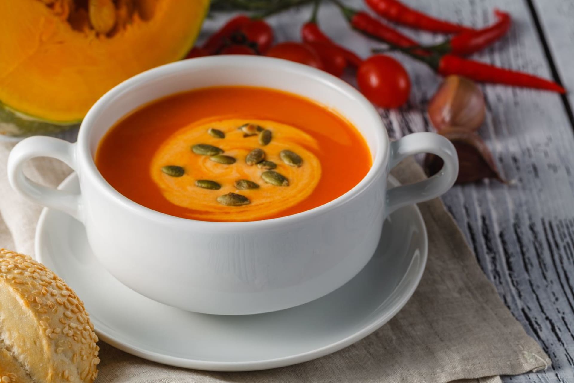 Dýňovo-rajčatová krémová polévka