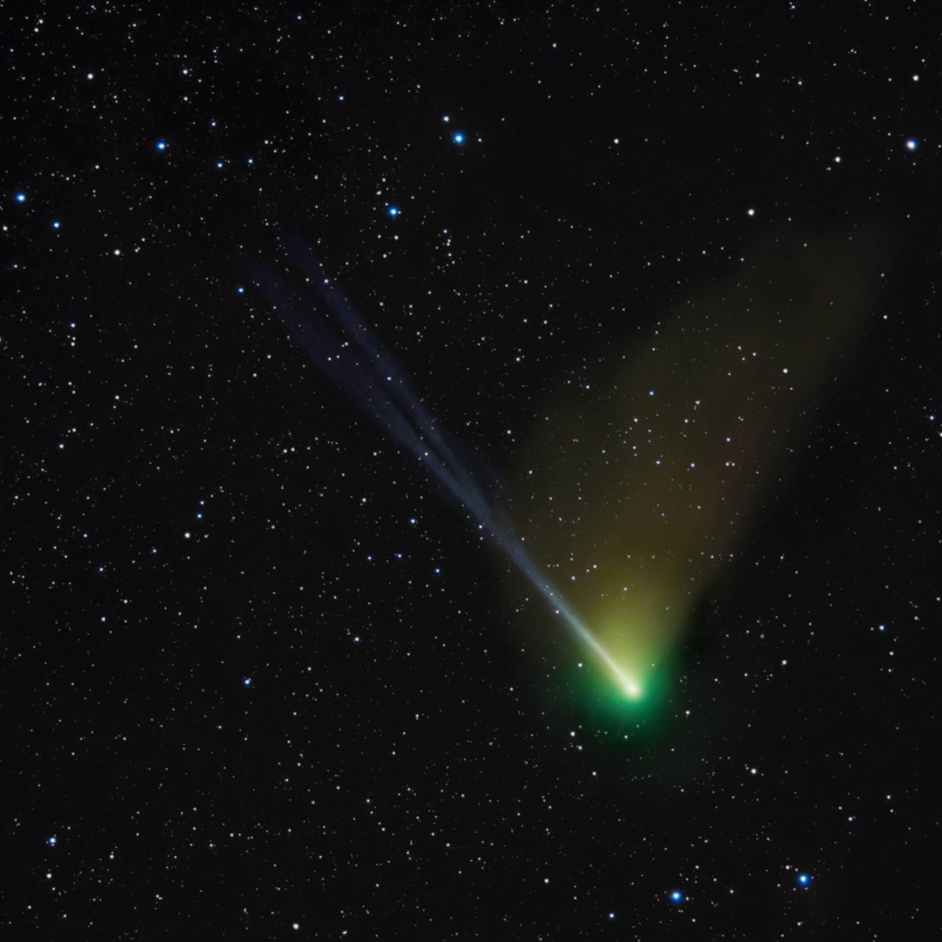 Svítivě zelené jádro předvedla v lednu 2023 i kometa C 2022 E3
