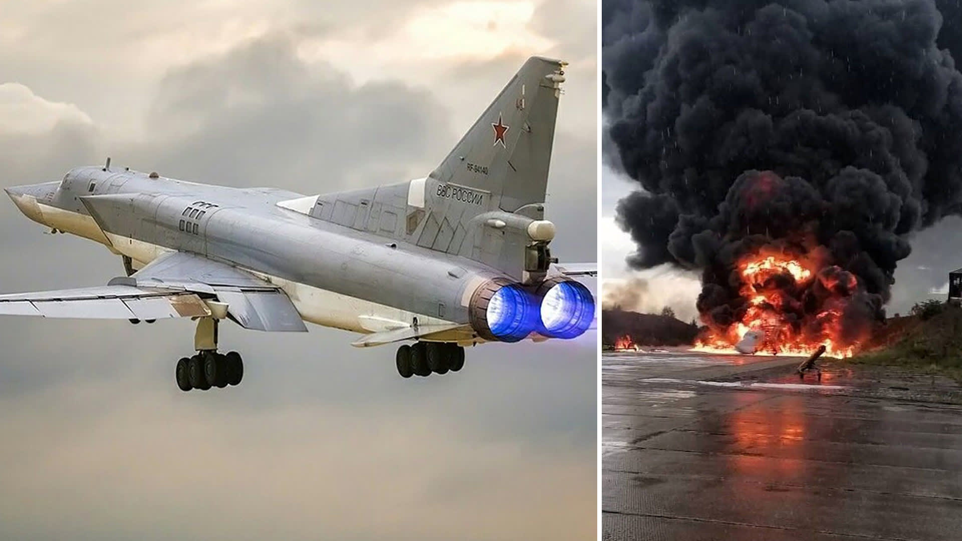Tu-22M3 skončil v plamenech