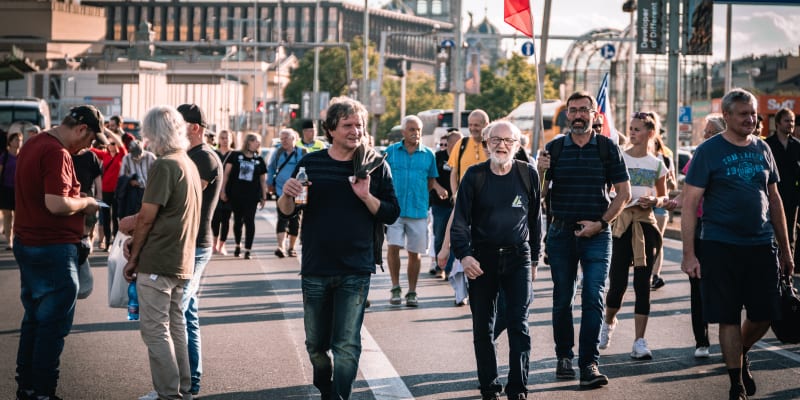 Protivládní demonstrace Jindřicha Rajchla na Václavském náměstí, 16. 9. 2023.