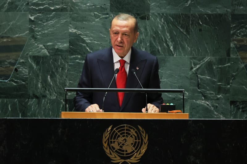 Recep Tayyip Erdogan na Valném shromáždění OSN (19. 9. 2023)