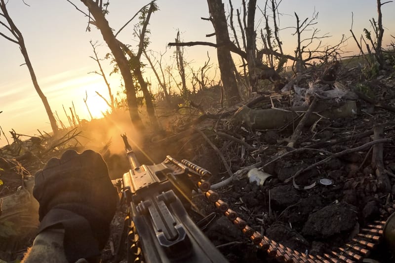 Ukrajinští vojáci z 3. útočné brigády během postupu na Andrijivku 