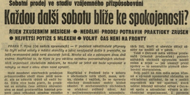 První rekapitulace volných sobot, Rudé právo z října 1968