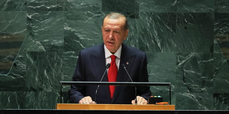 Recep Tayyip Erdogan na Valném shromáždění OSN (19. 9. 2023)