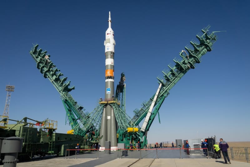 Kosmická loď Sojuz MS-22, kterou se Rubio na ISS dostal