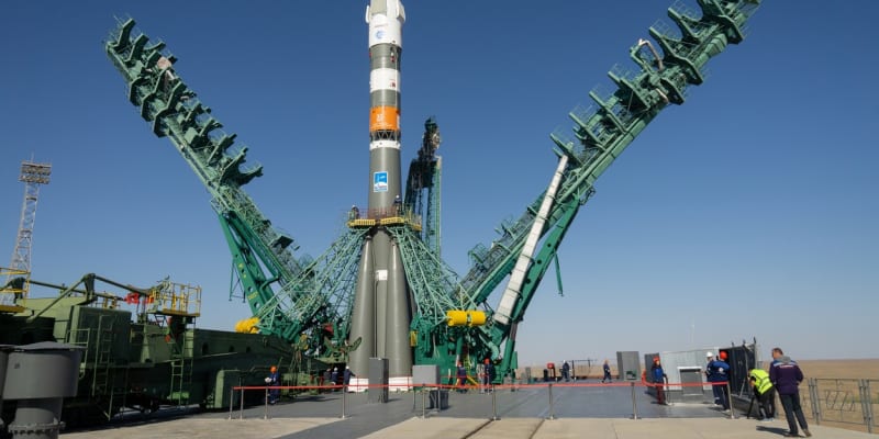 Kosmická loď Sojuz MS-22, kterou se Rubio na ISS dostal