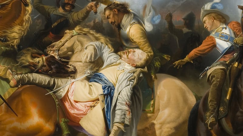 Smrt švédského krále Gustava II. Adolf.a v bitvě u Lützenu 