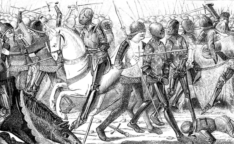 Výjev z bitvy u Azincourtu