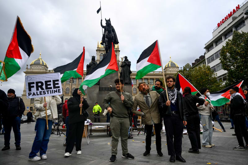 Demonstrace v Praze na podporu Palestinců